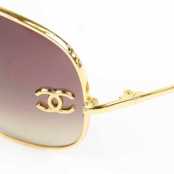 Authentic CHANEL CC Logo Gold Plated Vintage Gradient Tinted Lens Sunglasses Y2K - Picture 3 of 10